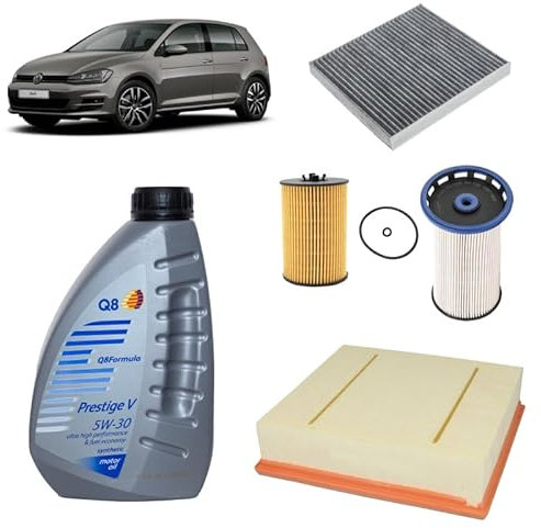 Kit tagliando 4 filtri + 5L olio Q8 5W30 per Volkswagen Golf 7 VII 1.6 TDI