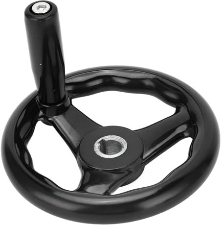 Hand Wheel, 160mm Diameter 16mm Hole Diameter Round Hand Wheel with Revolving Handle, 3 Spoked Engineering Plastics Lathe Handwheel for Milling Machine, Industrial Lathe