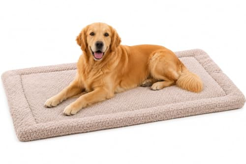 hundebett - katzenbett - rechteckiges Jacquard Kissen Taupe - für Drahtkäfige und Transportboxen geeignet - waschbar - 116 x 69 cm - Flamingo