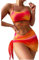 BSLVWG Frauen 3-teilige Bikini Sets mit Rock Halter Bikini Top Sexy Dreieck Bikini Bottoms Strand Badeanzug Badebekleidung Badeanzüge (DE/NL/SE/PL, Alphanumerisch, M, Regular, Regular, Orange)