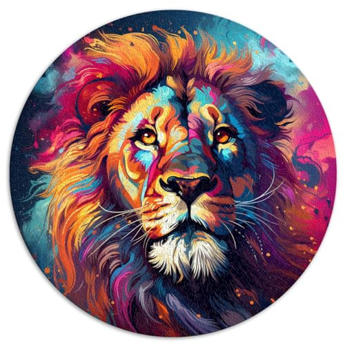 Puzzle mit 1000 Teilen für Erwachsene und Kinder, rundes Puzzle „Der goldene König der Löwen“ für Kinder, für Erwachsene und Kinder, Papppuzzle ist ideal. Größe: 67,5 x 67,5 cm