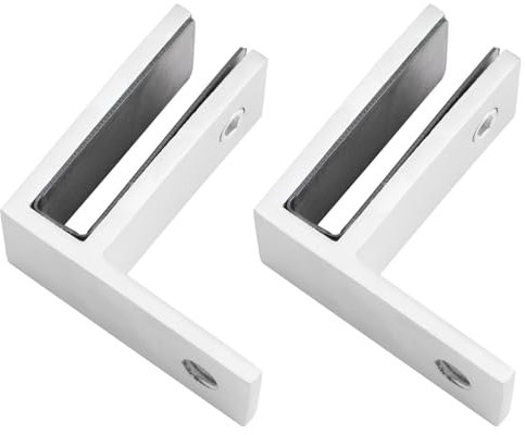 INCREWAY Railing Wall to Glass Clamp, 2PCS 90 Degrees Glass Clips Aluminum Alloy Glass Shelf Support Bracket, Glass Holder Connector for 10-12mm Thick Glass, Silver