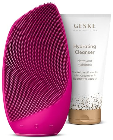 GESKE Sonic Thermo Facial Brush 6 in 1 + GESKE Hydrating Cleanser | SmartAppGuided™ Sonic Thermo Facial Brush | Set mit passender Kosmetik-Zugabe | Beauty Bundle