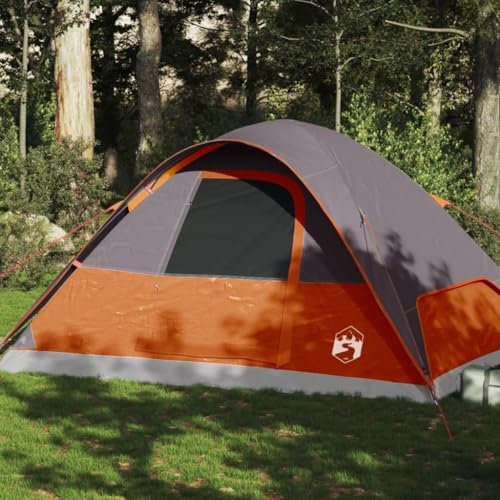 Tino Tech Kuppel-Familienzelt 6 Personen Outdoor Tent 270x210x145 cm Gruppenzelt Winddicht Campingzelt Große Wurfzelt Festivalzelt Wurfzelte für Familie Gartenzelte im Freien Polyester Orange