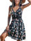 CUPSHE Damen Sommerkleid V Ausschnitt Wickeloptik Häkeleinsätze Tropische Blumen Spaghettiträger Strandkleid Freizeitkleider Sommer Mini Dress Schwarz Floral L