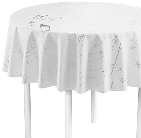 LILENO HOME Tischdecke abwaschbar als Meterware 140 cm rund (Schnittkante)