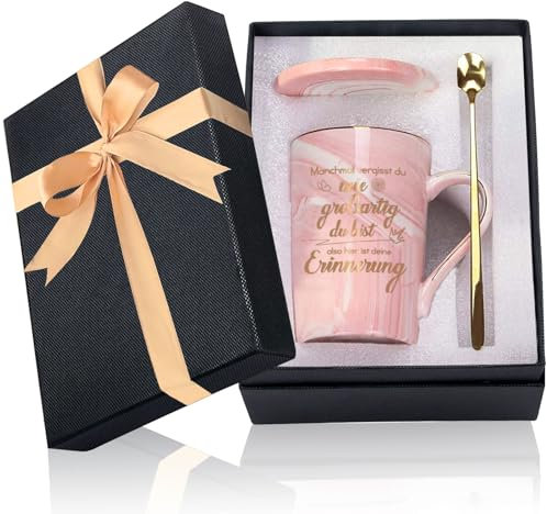 Beste Freundin Geschenke für tassen mit einem„wie großartig du bist, also hier ist deine Erinnerung“. Marmorierter Keramikbecher mit Deckel und Löffel, Weihnachtsgeschenke, Geschenke für Frauen