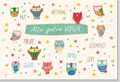 Gutsch Verlag Grußkarte mit Eulenmotiv – Farbenfrohe Karte für Glückwünsche voller Liebe und Freude an Familie und Freunde - mit Umschlag