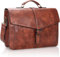 Estarer Leather Laptop Bag 17-17.3 Inch Mens Large Satchel Briefcase Shoulder Bag for Work Business Travel Brown