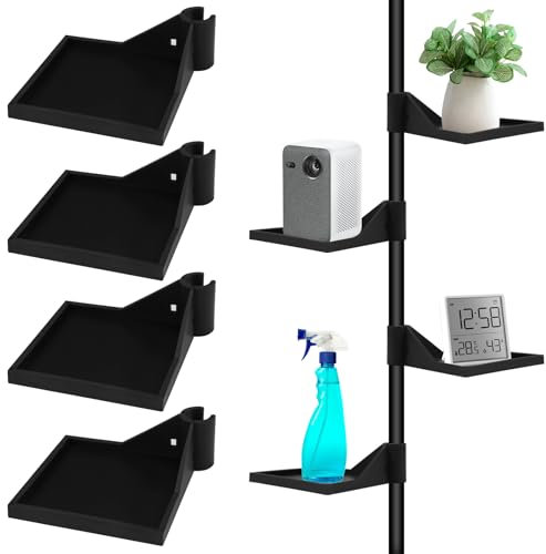 4 Stück Eckregal Growzelt 8,9 X 8,9 cm, Grow Tent Corner Shelf Einfach Aufzustellen, Growzelt Eckständer Stabiler für Thermometer, Kamera, Anzuchtausrüstung, für 16mm Growzeltstangen (Schwarz)