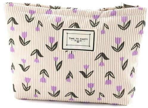 Blumen Kulturtasche Kosmetiktasche Multifunktionaler Groß Kapazität Kosmetiktasche Waschtasche Kulturbeutel Schminktasche Taschen Organizer Purple