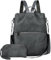 Leathario Rucksakck Damen klein,Veganes Leder Cityrucksack,Rucksackhandtasche Diebstahlsicher,Elegant Tagesrucksack für Büro,Pendeln,Arbeit,Leicht Mittelgroß Backpack Women für Reise, Ausflug Grau