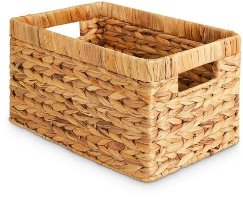Happy Fox Woven Wicker Basket, Large Toy Storage, 15.7 * 11.8 * 7.1in Water Hyacinth Basket for Organizing Bedroom and Bathroom Items (L)