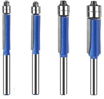 1/4 Uds A31 6mm diámetro del vástago recortador profesional de doble rodamiento, fresa de acero de tungsteno for carpintería(4pcs 6mm shank)