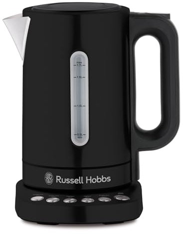 Russell Hobbs Electric kettle [1.7L] Addison Kettle Matte Black (Variable Temp, 5 Presets, Keep Warm function, Removable washable anti-scale filter, Blue LED Indicator, 3000W) 27730