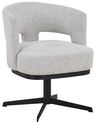 Mobilier-Deco HAVA - Chaise pivotante en Tissu Gris Clair Pieds en métal Noir