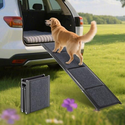 PawHaven Folding Dog Ramp Non-Slip Pet Ramp for Cars Sofa Bed – Dog Steps for Car, Large & Small Dogs, Lightweight Portable, 180X44CM