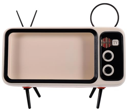 ZUNOXAZ Retro Tv Smartphone Stand mit Kabellosem Lautsprecher Kreativer Handyhalter in Orange Rutschfester Desktop handyständer Kompatibel für Mobiles Fernsehen und Freihändiges