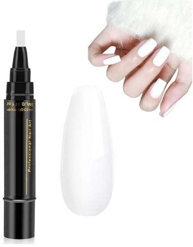 Nail Arts Pen, 3-In 1 White Gel Nail Color Pens, Smudge Proof Formula,Nail Gel Painting Quick Dry & Long-Wearing Nails Varnish Pen for Home Manicures (White)