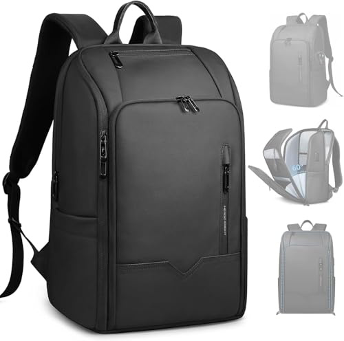 HEROIC KNIGHT Zaino Uomo Elegante per Laptop da 17.3pollici con Porta USB | Bagaglio a Mano Zaino Porta pc Impermeabile Grande Capacità Antifurto per Business Lavoro Viaggi Università, Nero