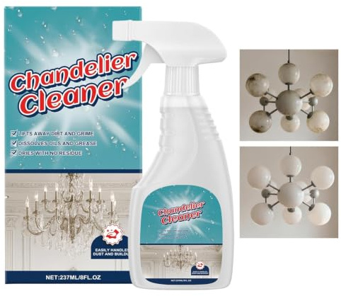 Kristall-Kronleuchter Reiniger 237 ml Kraftvoller und schnell wirkender | Fleckenentferner Für Kronleuchter Geeignet Für Metall, Kristall, Glas, Deckenleuchten, Festsaal, Esszimme