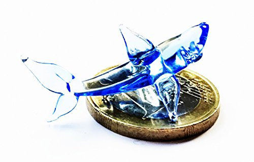 Hai Mini Hellblau - Miniatur Figur aus Glas Blauer Haifisch - Fisch Glastier Glasfigur Deko Setzkasten Vitrine