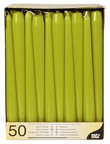 Kerzen & Brennzubehör 100 Leuchterkerzen Ø 2,2 cm 25 cm olivgrün Spitzkerzen