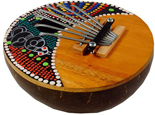 GURU SHOP Musikinstrument aus Holz, Musik Percussion Rhythmus Klang Instrument, Handgearbeitet aus Kokosnuss - Kalimba 2, Braun, 5x15x15 cm, Musikinstrumente