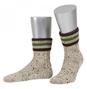Almbock Trachtensocken Herren - Trachtenstrümpfe aus Merino Wolle in vielen Modellen und Farben - Lange und kurze bayerische Socken für Lederhose (Beige Meliert | Bert kurz, 42-43)