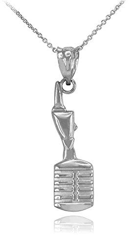 925 Sterling Silver Studio Mic Microphone Charm Necklace, Sterling Silver