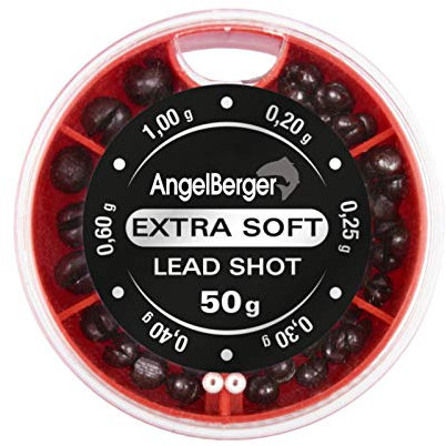 Angel-Berger Schrotblei Bleischrot Sortiment Klemmblei Lead Shots (Fein, 50g)