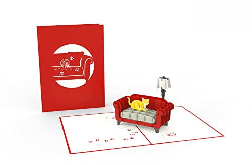 Cat & Sofa Laser Cut Pop Up Greeting Card Any Occasion Love Kate's Card Moments PC020