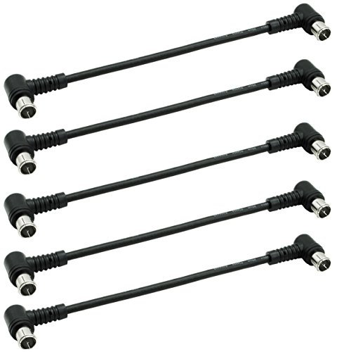 SKT SAK020 Set1 cavo coassiale di collegamento 20 cm Sat patch connettore F-angolo rapido triplo schermato classe A (5 pezzi) nero