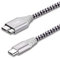 Fasgear 1 Stück 1m USB C zu Micro B Kabel Nylon Geflochtener Metallstecker Typ C zu Micro 3.0 Kabel Schnellladung 5 Gbit/s Sync Kompatibel mit Toshiba Canvio, Galaxy S5 Note 3 und mehr (Grau)