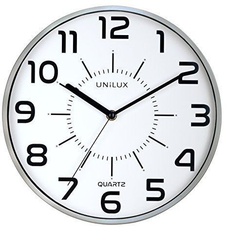Unilux Wanduhr pop 28,5cm in grau, großes Ziffernblatt, lautlos, ohne Ticken