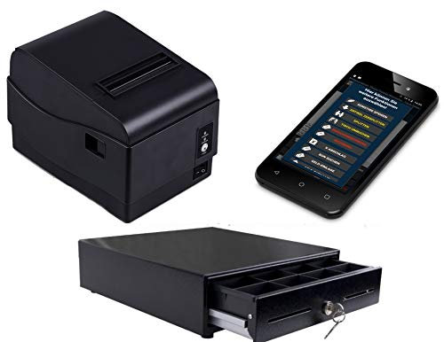 Mobile Kasse für Gastronomie: 5'' Bestellterminal, Bondrucker, Kassenlade mit Montagehalterung/GDPdU GoBD TSE-Konform