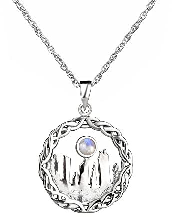 Craigh Na Dun - Anhänger aus Sterling Silber & Mondstein - Schottischer Outlander Schmuck