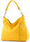 modamoda de T183 Damen Schultertasche Handtasche Tragetasche Echtleder Groß handmade in Italy, Farbe:Rapsgelb