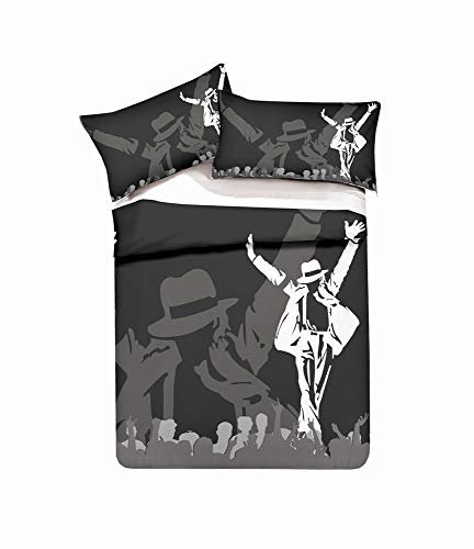 Bettbezug Set 3D Mode Tänzer Michael Jackson Muster Bettwäsche-Set Personalized Design Bettbezug Und Kissenbezug Schlafzimmer Dekorative Bett-Set (Single(135x200cm),Beifall)