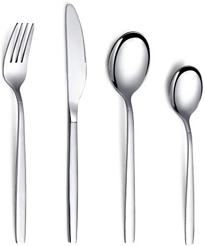 Cutlery Set 24 Pieces, Kyraton Stainless Steel Flatware Set, Silverware Set Strong Anti Rust, Dishwasher Safe, Serving 6 People
