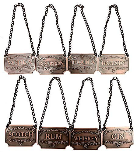8 Pcs/Set Bottle Decanter Tags, Copper Marking Labels