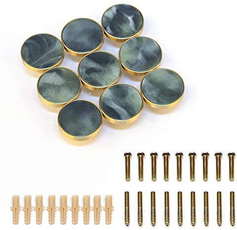EVERGD 32mm Gold Brass Drawer Door Knobs Kitchen Cabinet Pulls Cupboard Handle Hardware Wall Mounted Clothes Coat Hook (9, Grey-Green)