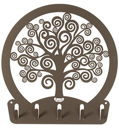 Arti & Mestieri Albero della Vita - Porta Chiavi da Muro di Design 100% Made in Italy - in Ferro, 25 x 25 cm - Bronzo