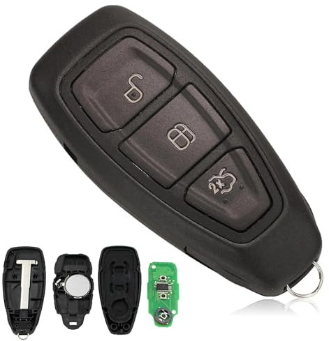 Heart Horse Guscio per Chiave compatibile con Fiesta Focus Mondeo Kuga B-max Galaxy, 3 Tasti Ricambio Guscio Chiave Telecomando con 433Mhz 4D63chip per Fiesta Chiave Telecomando, Focus Guscio Chiave