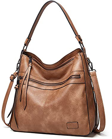 FANDARE Rétro Sacs à Main Portés Sacs Cabas D'épaule Femme Sacoche Bandoulieres Portés Epaule Cuir PU Imperméable pour Ordinateur 12.9 Pouces Achats Fête École Voyage Crossbody Kaki