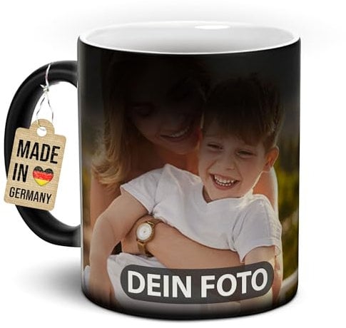 Tasse mit Foto und Text in XXL-Druck selbst gestalten - Magic-Mug, Geburtstagsgeschenk, Heiratsantrag, Weihnachten - Panorama Zaubertasse mit Foto - Keramik, 300 ml I Personalisiert