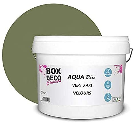 BOX DECO COULEURS Peinture murale acrylique aspect velours Aqua Déco - 10L, Vert Kaki