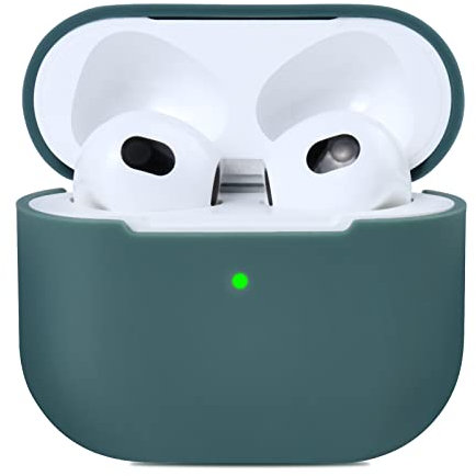 AKABEILA Compatible with AirPods 3 Case One Piece Soft Silicone Cute Cover for Air Pod 3rd Generation 2021 Shockproof Protective Support Wireless Charging Front LED Visible
