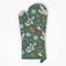 HOMESCAPES Green Oven Glove 100% Cotton Christmas Oven Mitt with Floral Holly Xmas Pattern