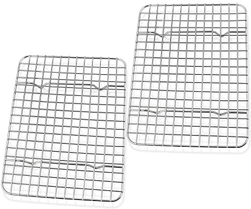 Joyfair Abkühlgitter, Edelstahl Kleines Kuchengitter Auskühlgitter 2er Set, Rechteckiges Kühlgitter Backgitter zum Backen/Kühlen/Braten/Grillen, Gesund & Rostfrei & Spülmaschinenfest - 22cm×16cm×2cm